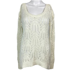 Decree Sweater Womens Sz M Cream‎ Ivory Open Knit Long Sleeve Pullover